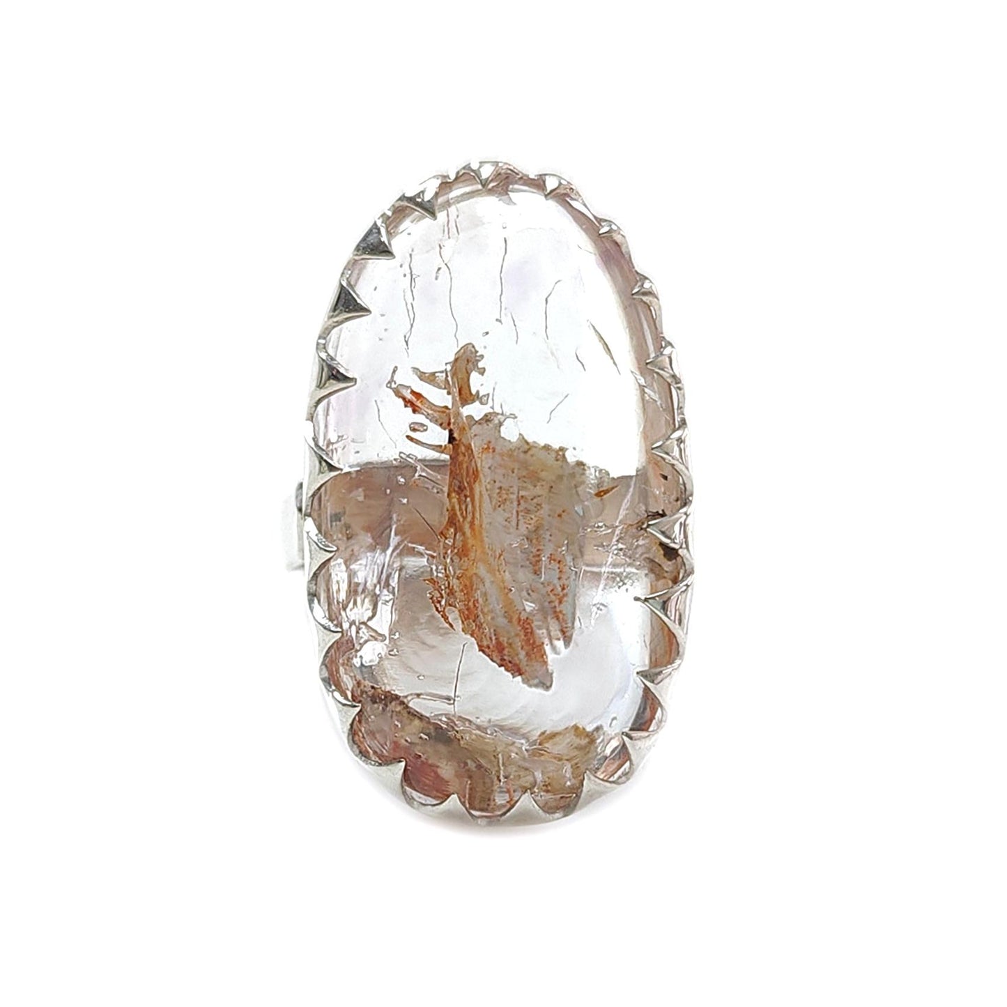 Amethyst Plain Silver Ring: 10.78gms Natural Untreated Super Seven Amethyst Oval Shape Plain 925 Sterling Silver Bezel Set Adjustable Ring