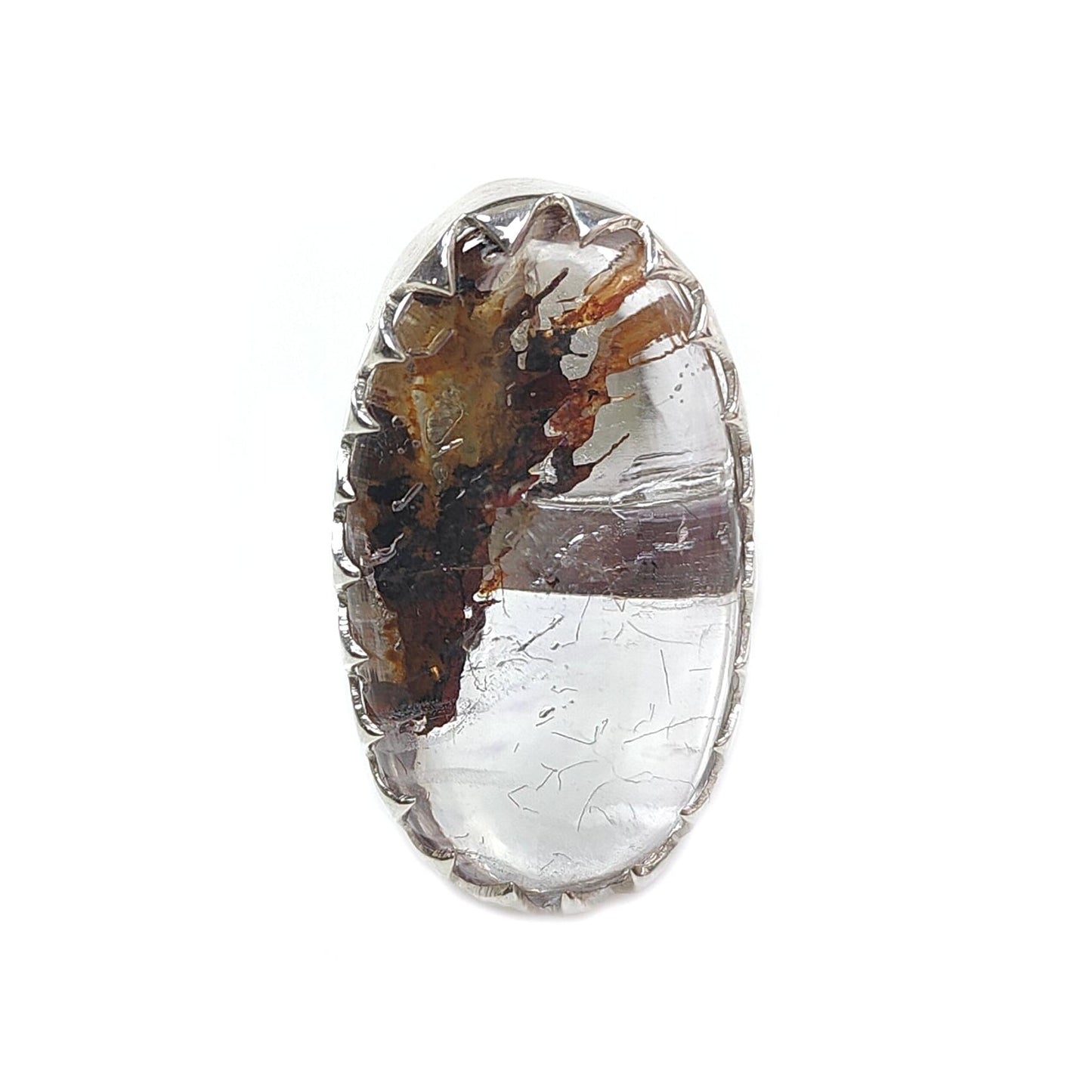 Amethyst Plain Silver Ring: 13.60gms Natural Untreated Super Seven Amethyst Oval Shape Plain 925 Sterling Silver Bezel Set Adjustable Ring