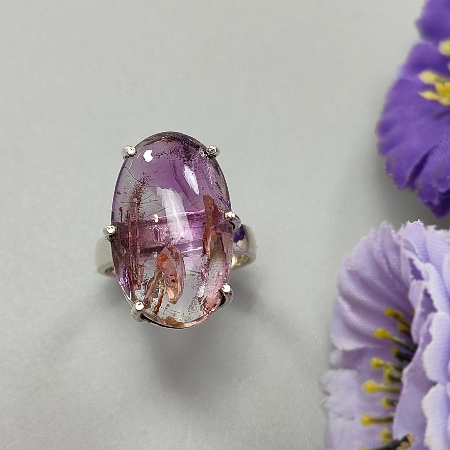Super Seven Amethyst Silver Ring