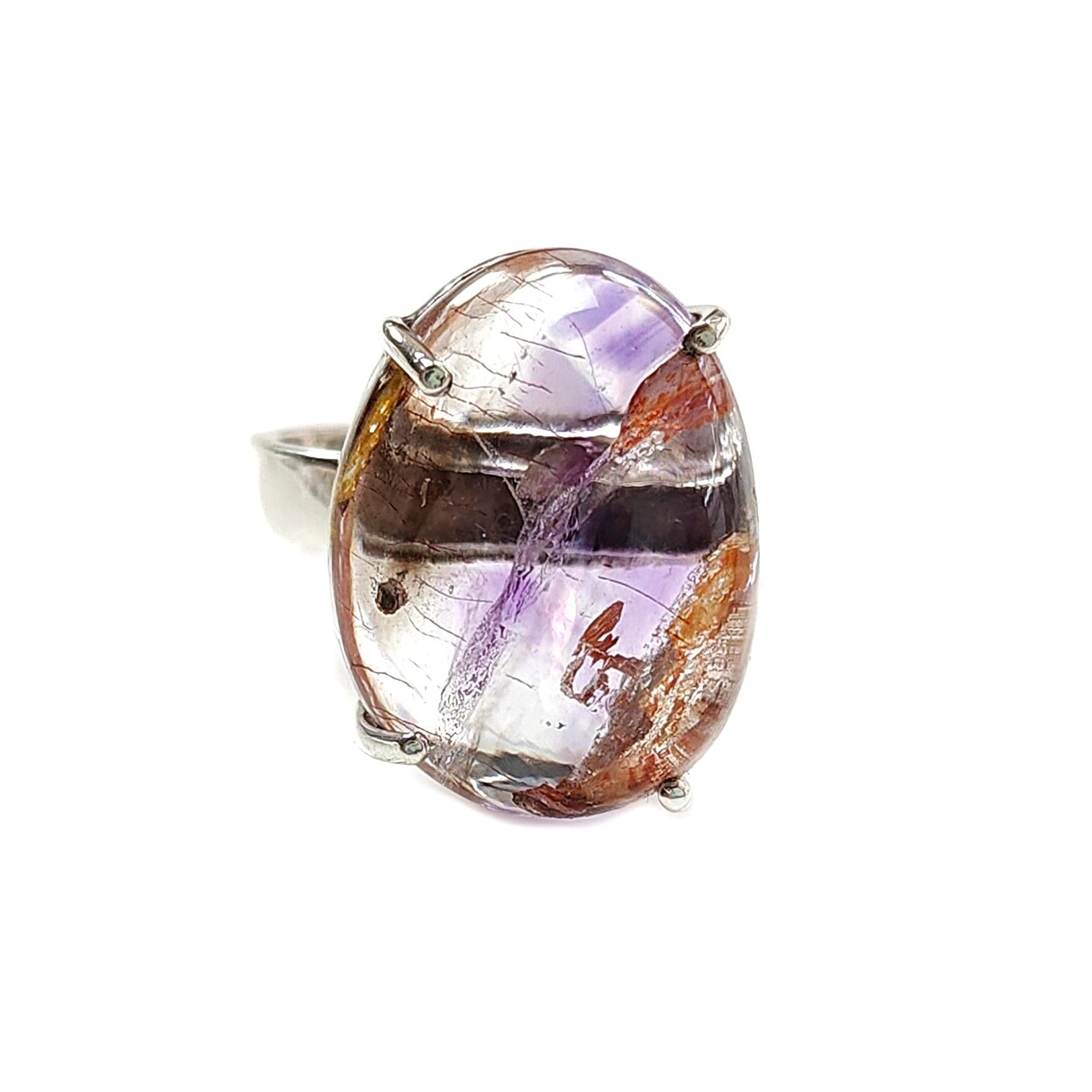 Super Seven Amethyst Silver Ring