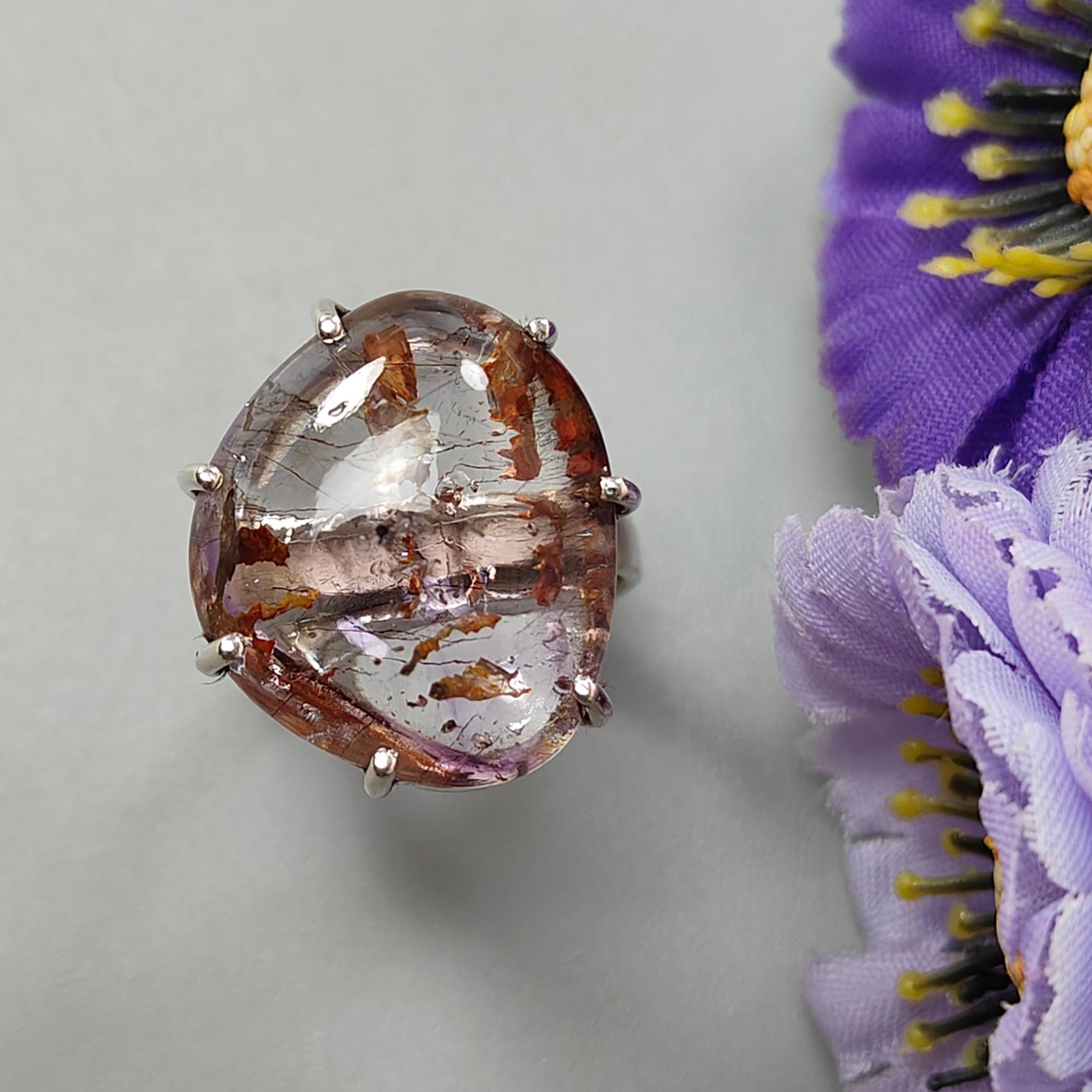 Super Seven Amethyst Silver Ring