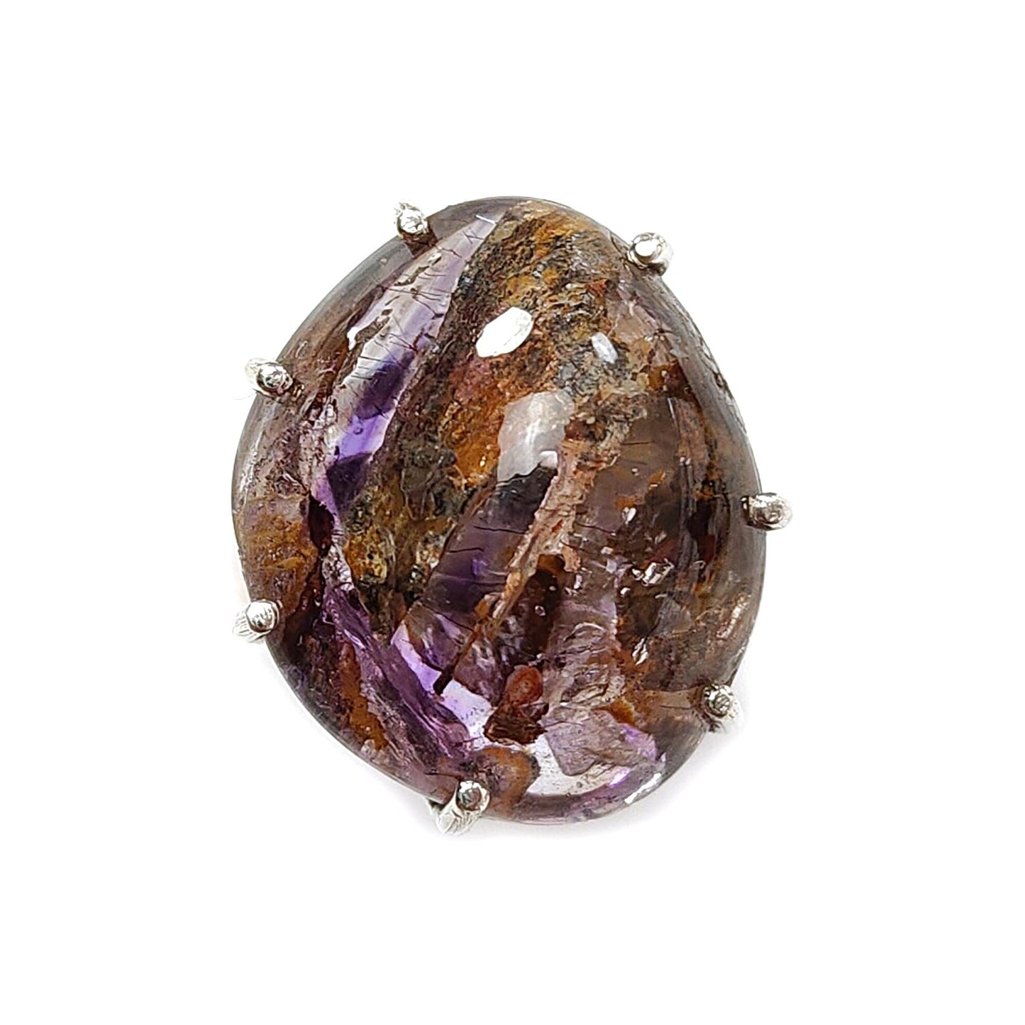 Super Seven Amethyst Silver Ring