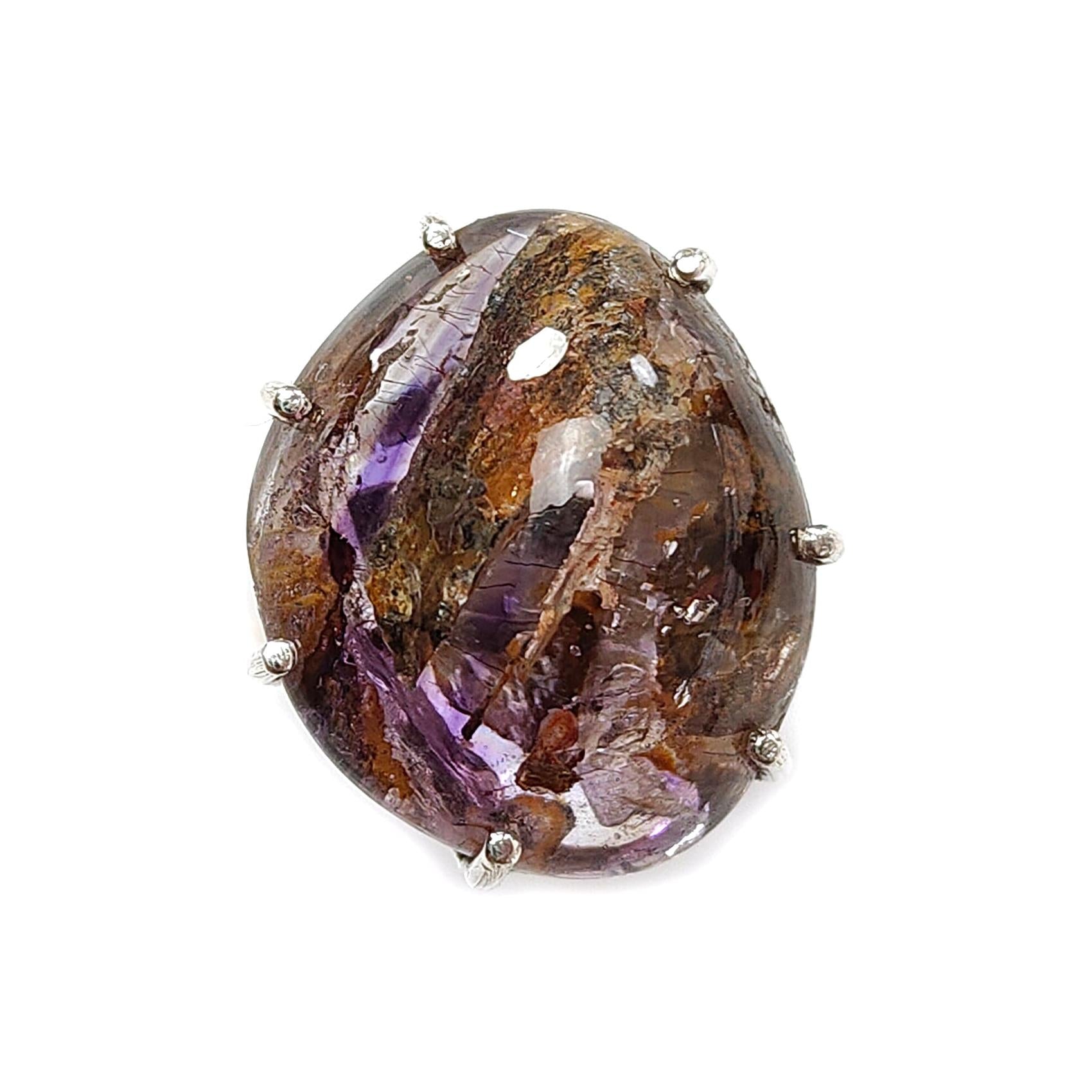 Super Seven Amethyst Silver Ring