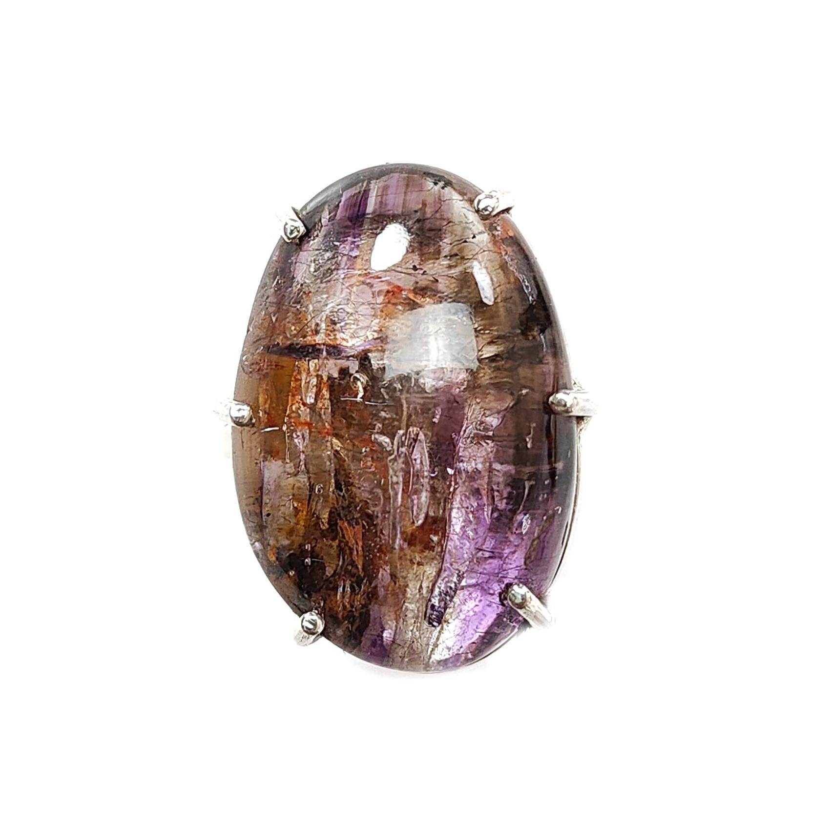 Super Seven Amethyst Silver Ring