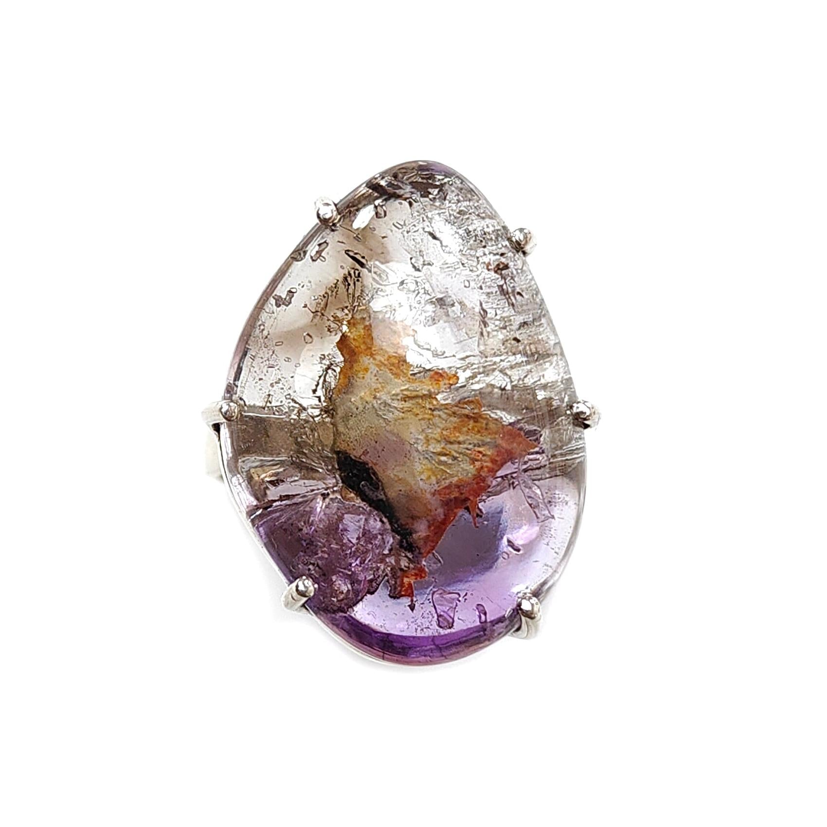 Super Seven Amethyst Silver Ring