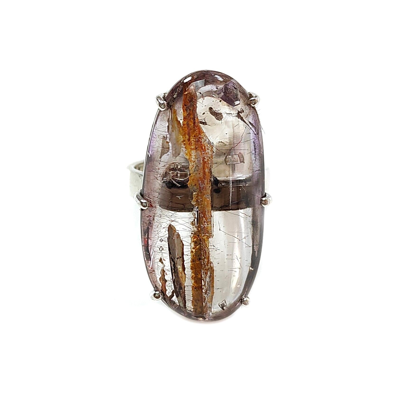 Super Seven Amethyst Silver Ring