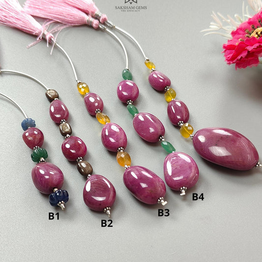 Ruby Sapphire Quartz Opal Loose Beads : Natural Untreated Ruby Blue Sapphire Yellow Opal Green Quartz Plain Carved Melon Uneven Tumble Beads