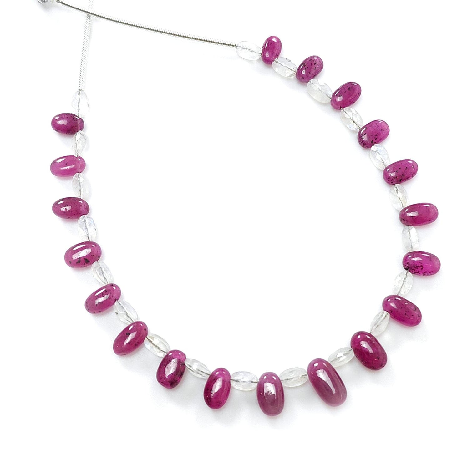 Purple Ruby Rainbow Moonstone Loose Beads: 31.20Cts Natural Untreated Ruby Gemstone Plain Oval Cushion Shape 7*4mm - 9.5mm