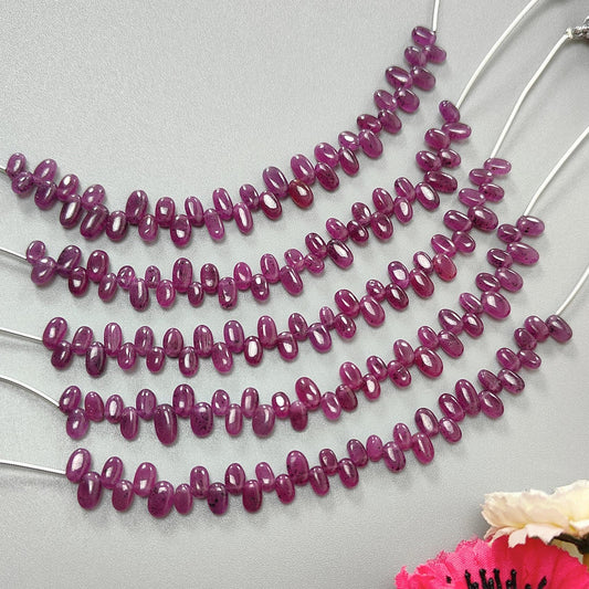 Purple Ruby Loose Beads: 44.80Cts Natural Untreated Ruby Gemstone Plain Oval Shape 5" 6*4mm - 9*5mm