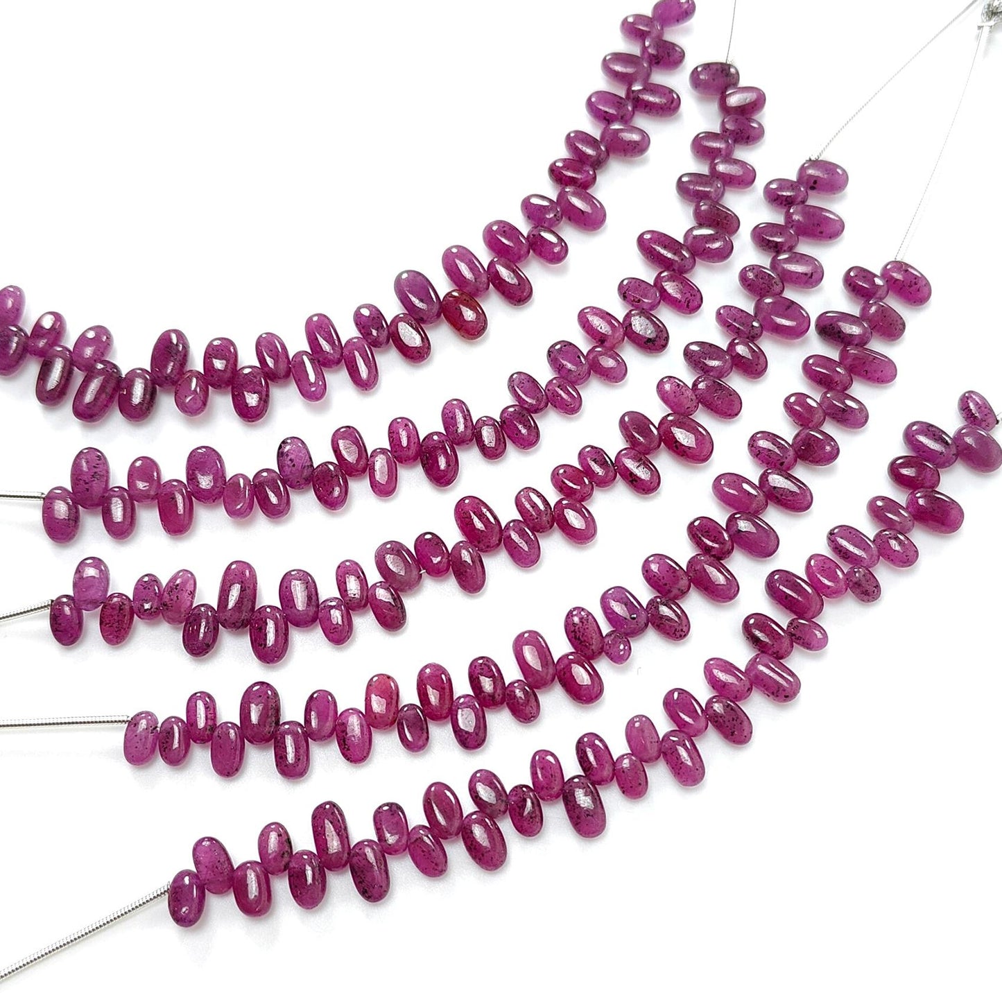 Purple Ruby Loose Beads: 44.80Cts Natural Untreated Ruby Gemstone Plain Oval Shape 5" 6*4mm - 9*5mm