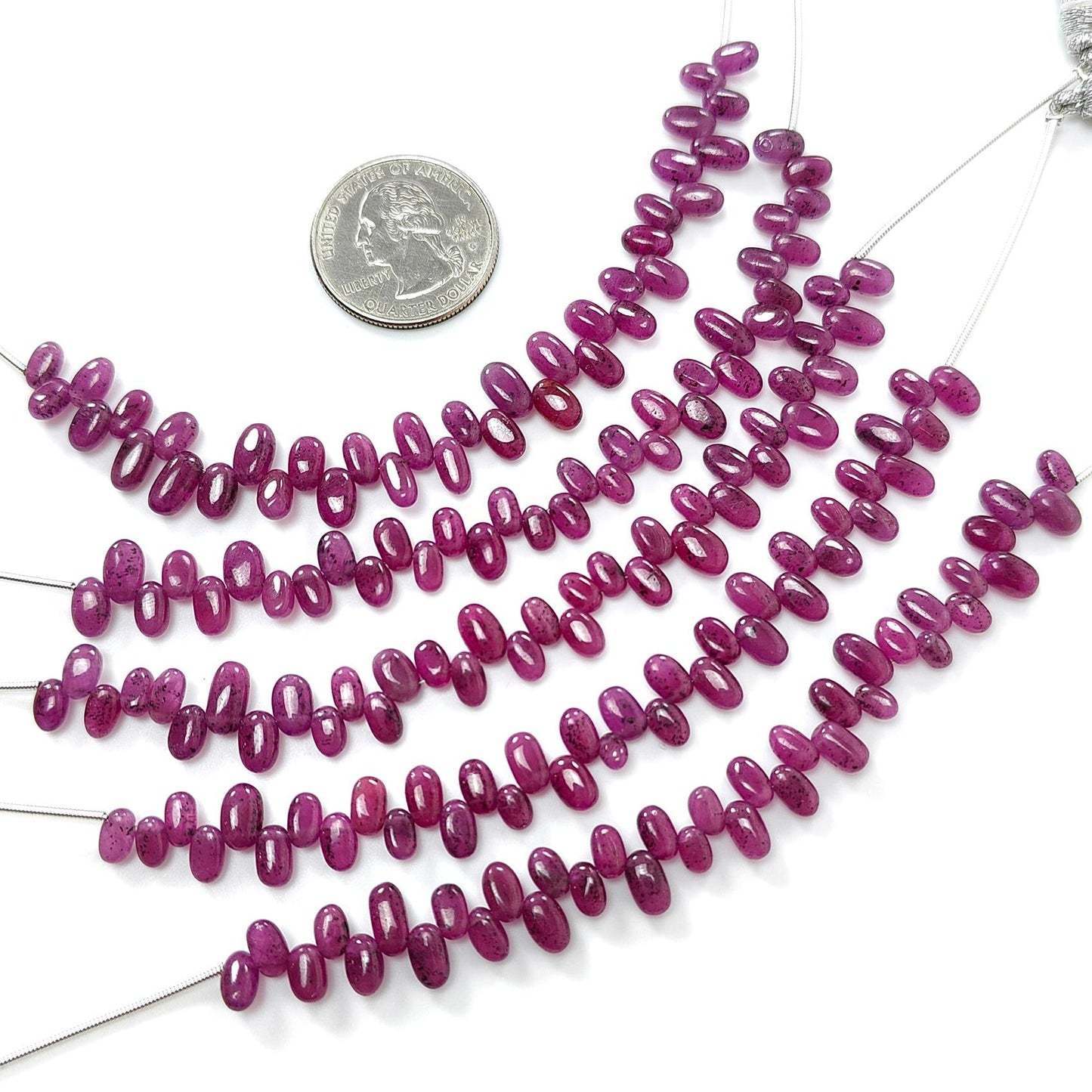 Purple Ruby Loose Beads: 44.80Cts Natural Untreated Ruby Gemstone Plain Oval Shape 5" 6*4mm - 9*5mm