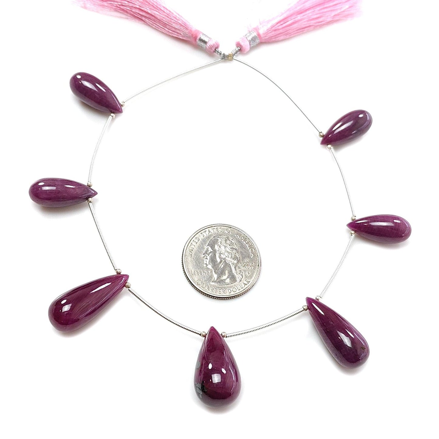 Ruby Teardrops Smooth Loose Beads: 152.80cts Natural Untreated Red Ruby Gemstone 925 Silver 20mm - 25mm Plain Beads for Jewelry