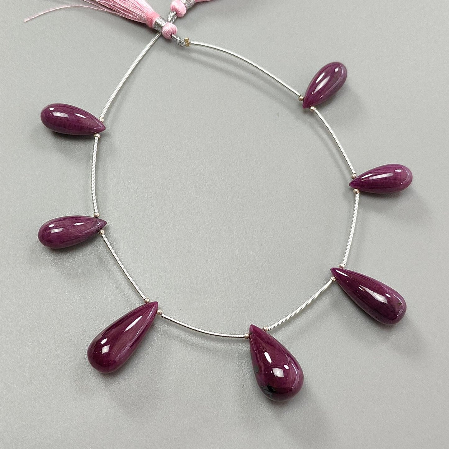 Ruby Teardrops Smooth Loose Beads: 152.80cts Natural Untreated Red Ruby Gemstone 925 Silver 20mm - 25mm Plain Beads for Jewelry