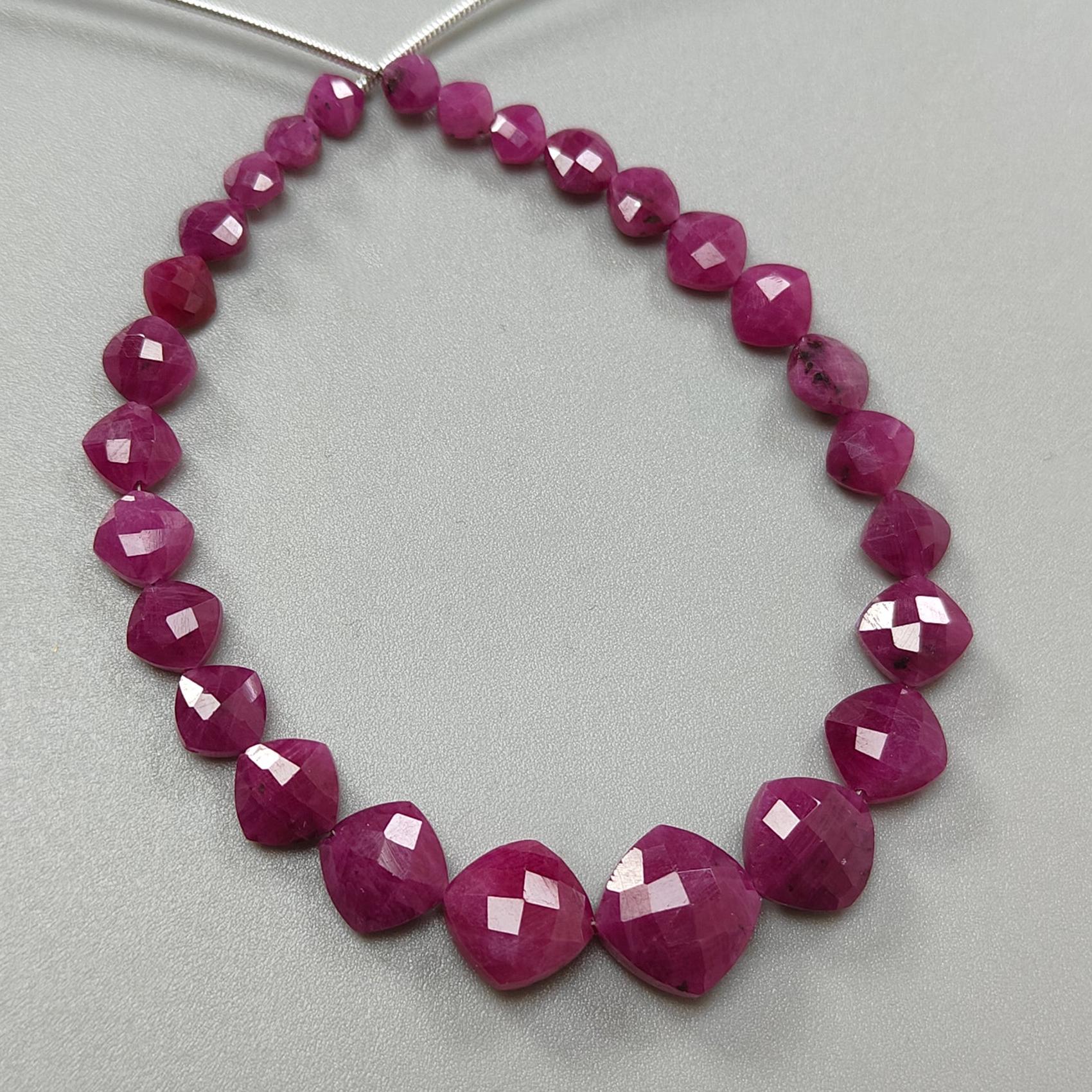 Ruby Faceted Briolette Beads