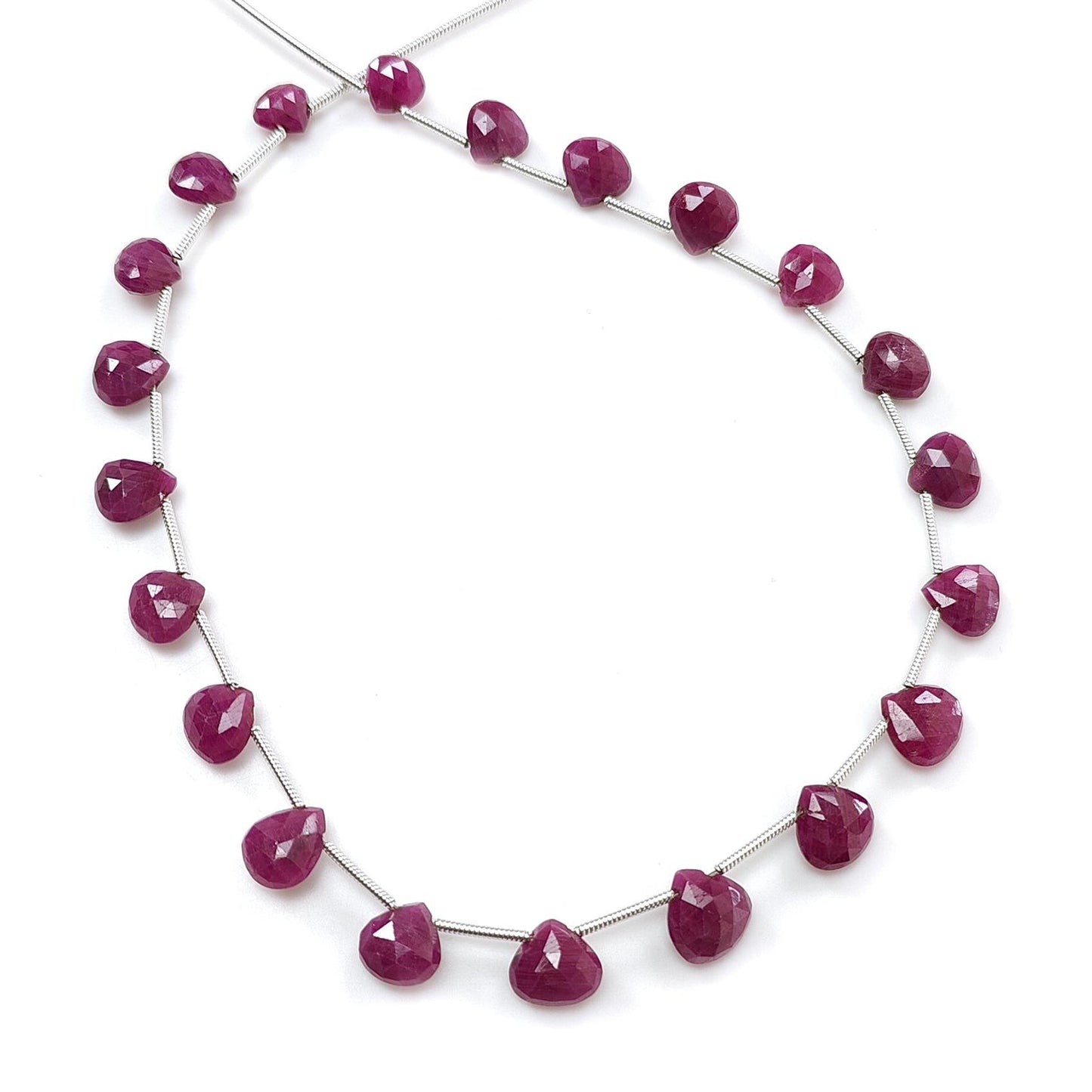 Ruby Checker Cut Briolette Beads