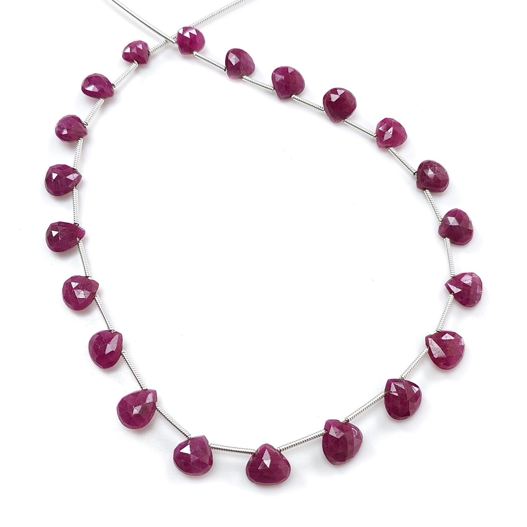 Ruby Checker Cut Briolette Beads