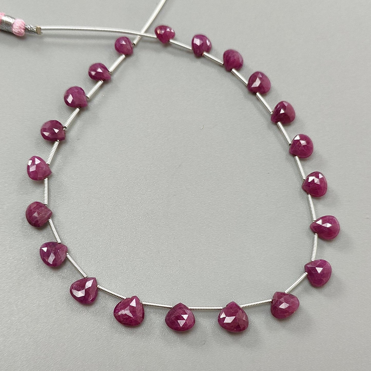 Red Ruby Faceted Loose Beads: 51.10cts Natural Untreated Unheated Ruby Gemstone Checker Cut Briolette Heart Shape Beads 6mm - 9mm