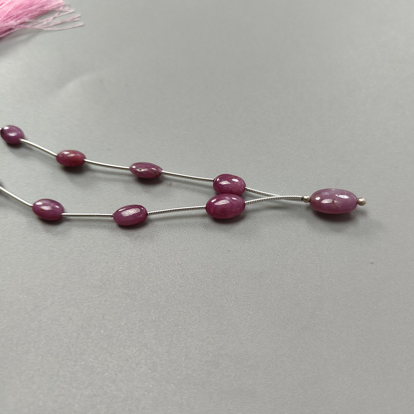 30.00cts Natural Untreated Unheated Star Ruby Gemstone Oval Shape Beads 7*5mm - 14*9mm