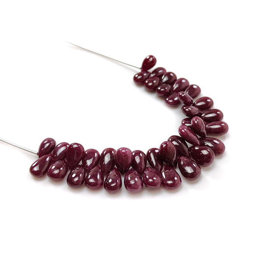 Red Ruby Plain Pear Briolette Loose Beads