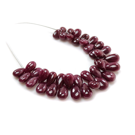 Red Ruby Plain Pear Briolette Loose Beads