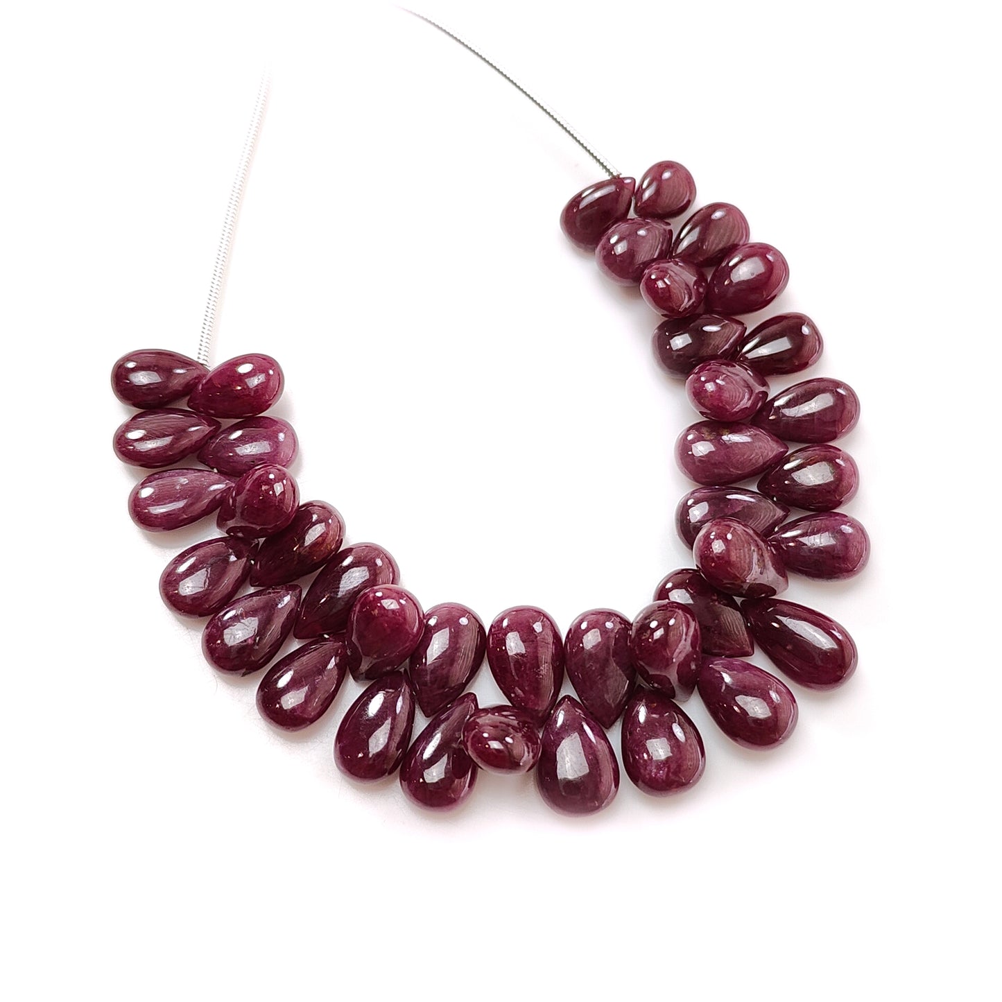 レッドルビープレーンペアルースビーズ