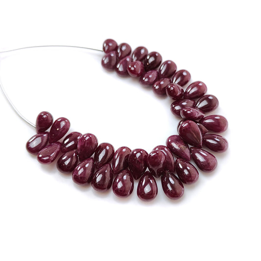 Red Ruby Plain Pear Briolette loose Beads