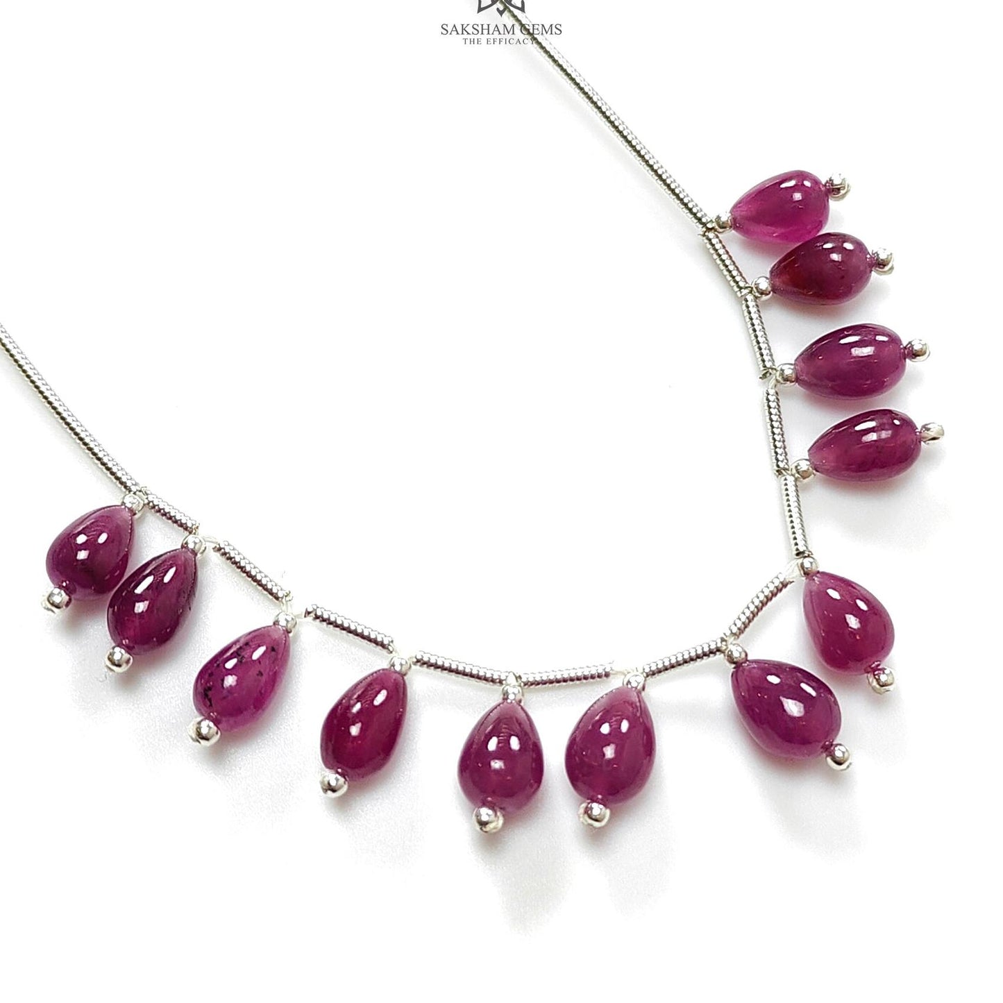 Purple Ruby Teardrop Loose Beads : Natural Untreated Ruby Gemstone 925 Sterling Silver Plain Beads For Jewelry