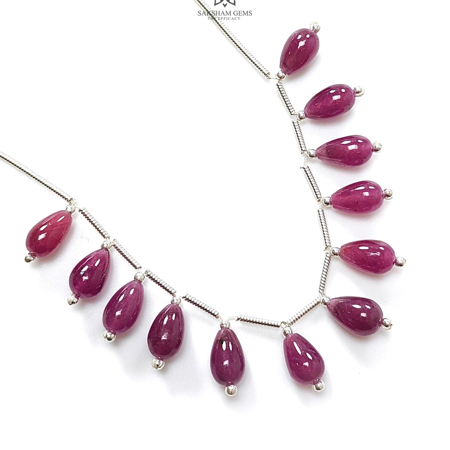 Purple Ruby Teardrop Loose Beads : Natural Untreated Ruby Gemstone 925 Sterling Silver Plain Beads For Jewelry