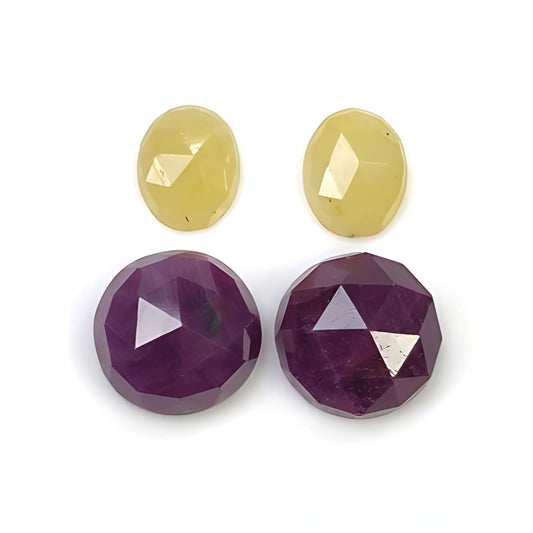 ruby & sapphire round, oval rose cut
