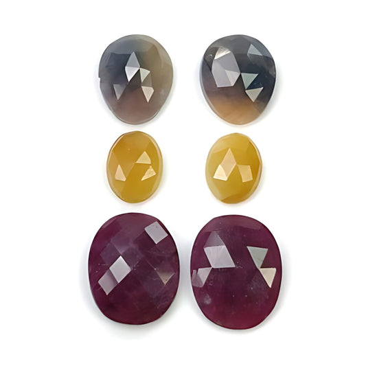 red ruby, ,multi sapphire oval shape rose cut