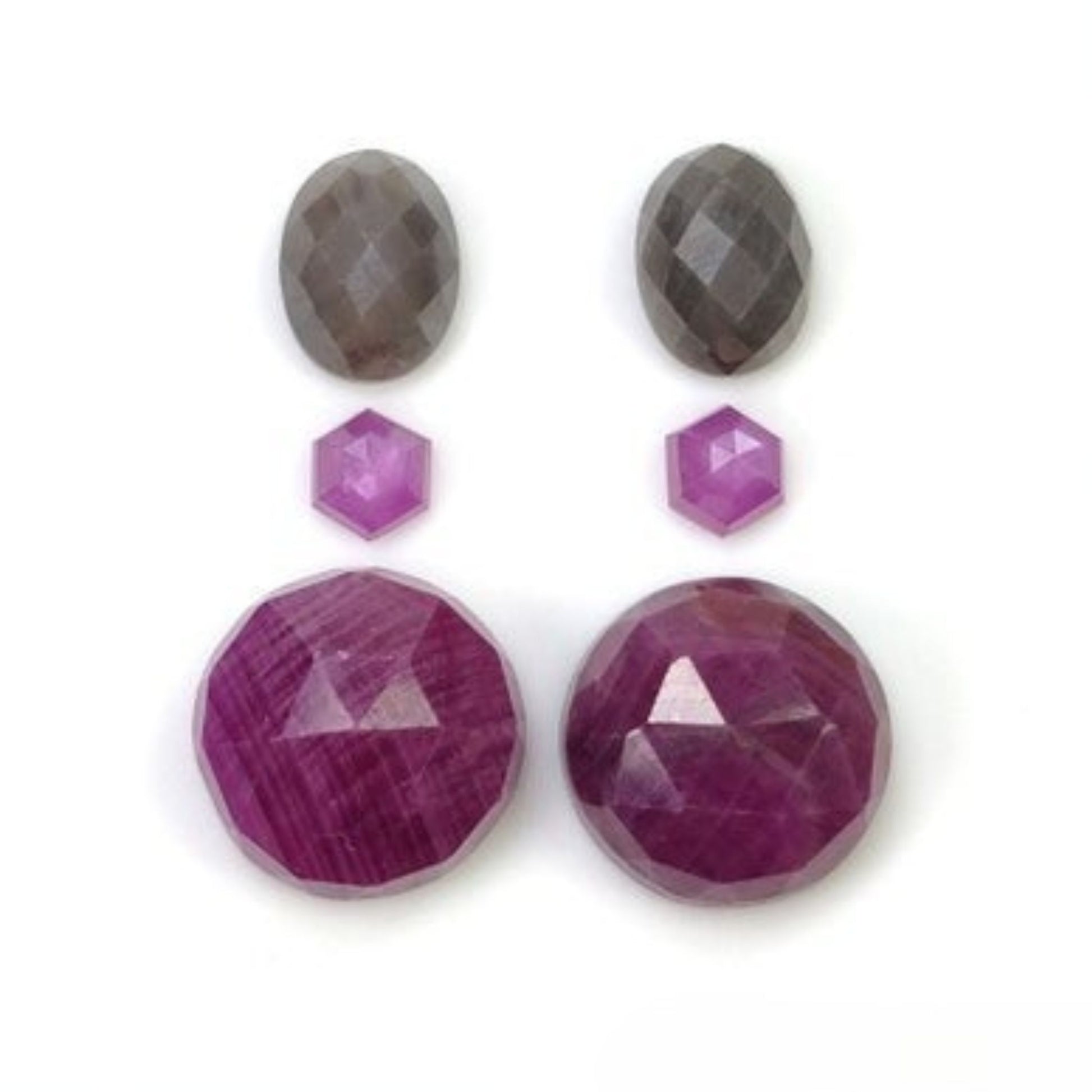 ruby, sapphire round & oval rose cut