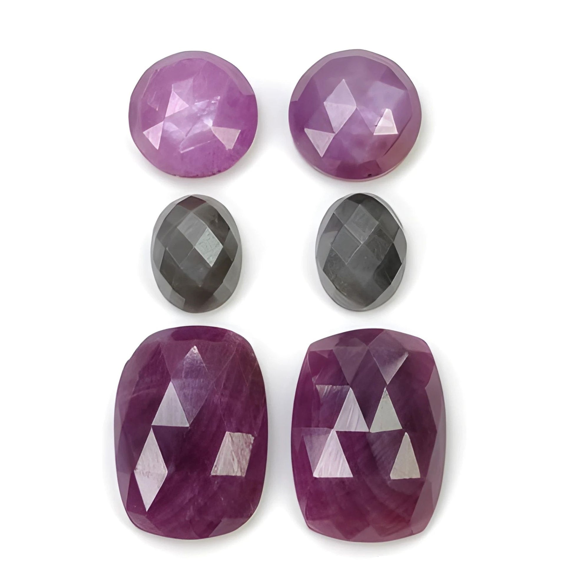 ruby, sapphire cushion faceted cut