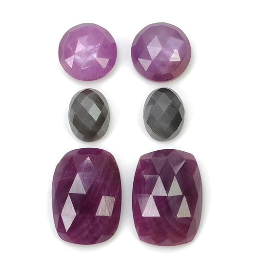 ruby, sapphire cushion faceted cut