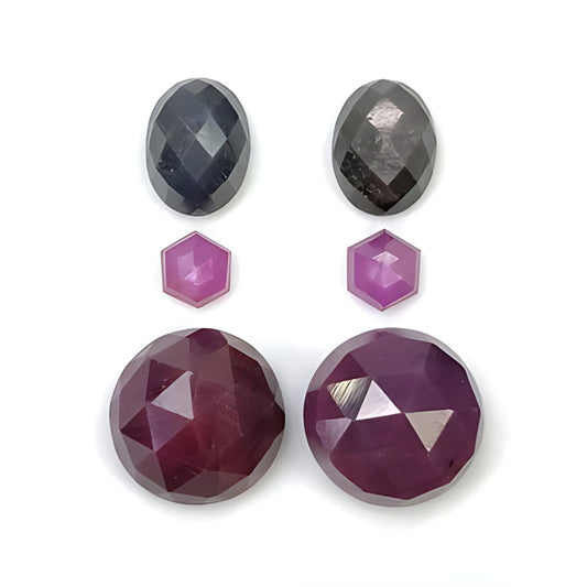 ruby, sapphire round & oval rose cut