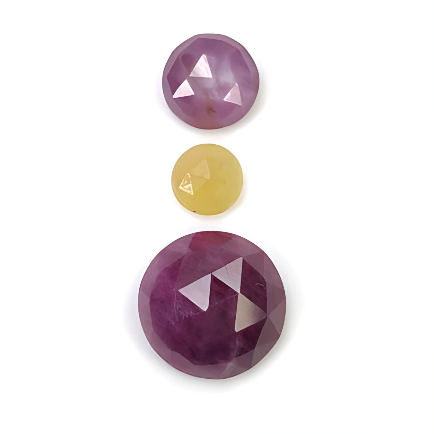 ruby, sapphire round rose cut