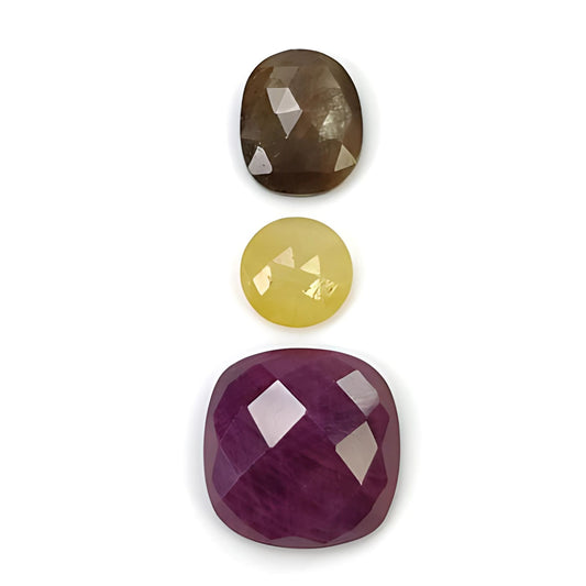 ruby, multi sapphire round rose cut