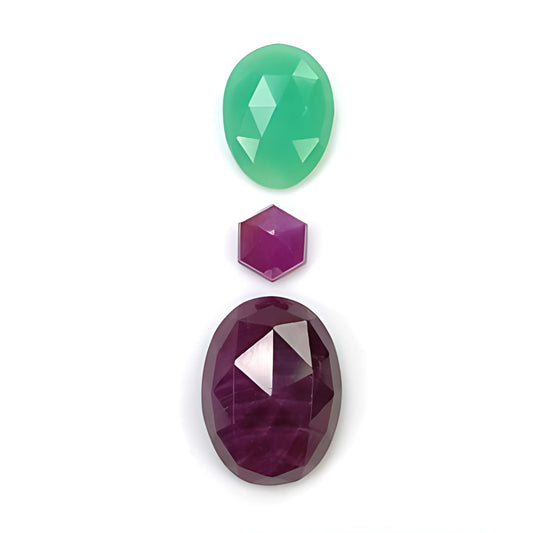 ruby, multi sapphire oval rose cut