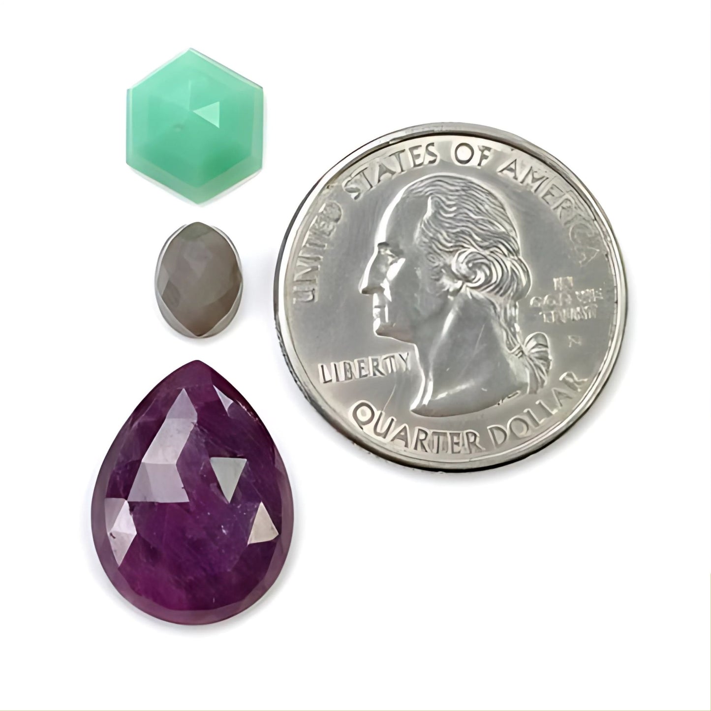 ルビー、マルチサファイアペアローズカット