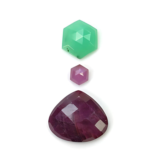 ruby, multi sapphire rose cut pear