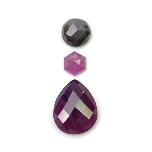 ruby, multi sapphire round & pear rose cut