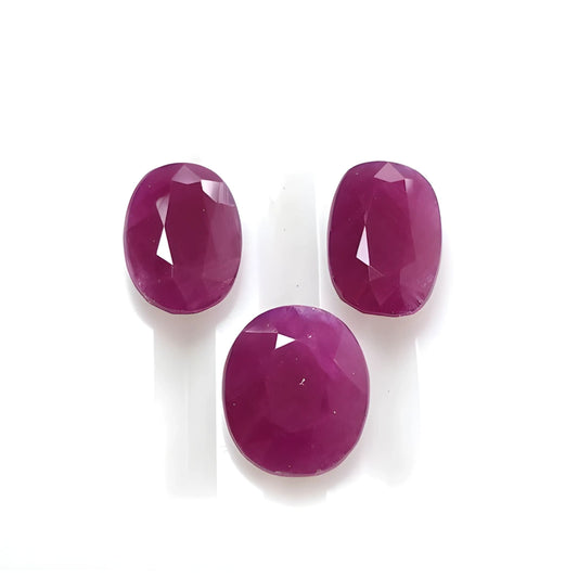 red ruby oval, cushion faceted cut