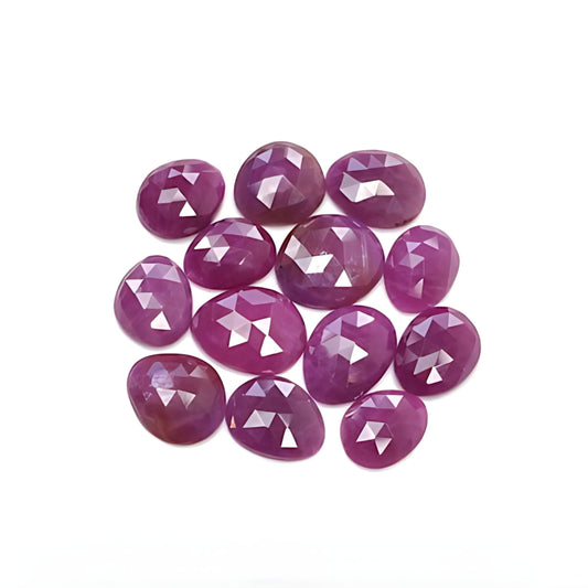 red ruby egg shape rose cut slices