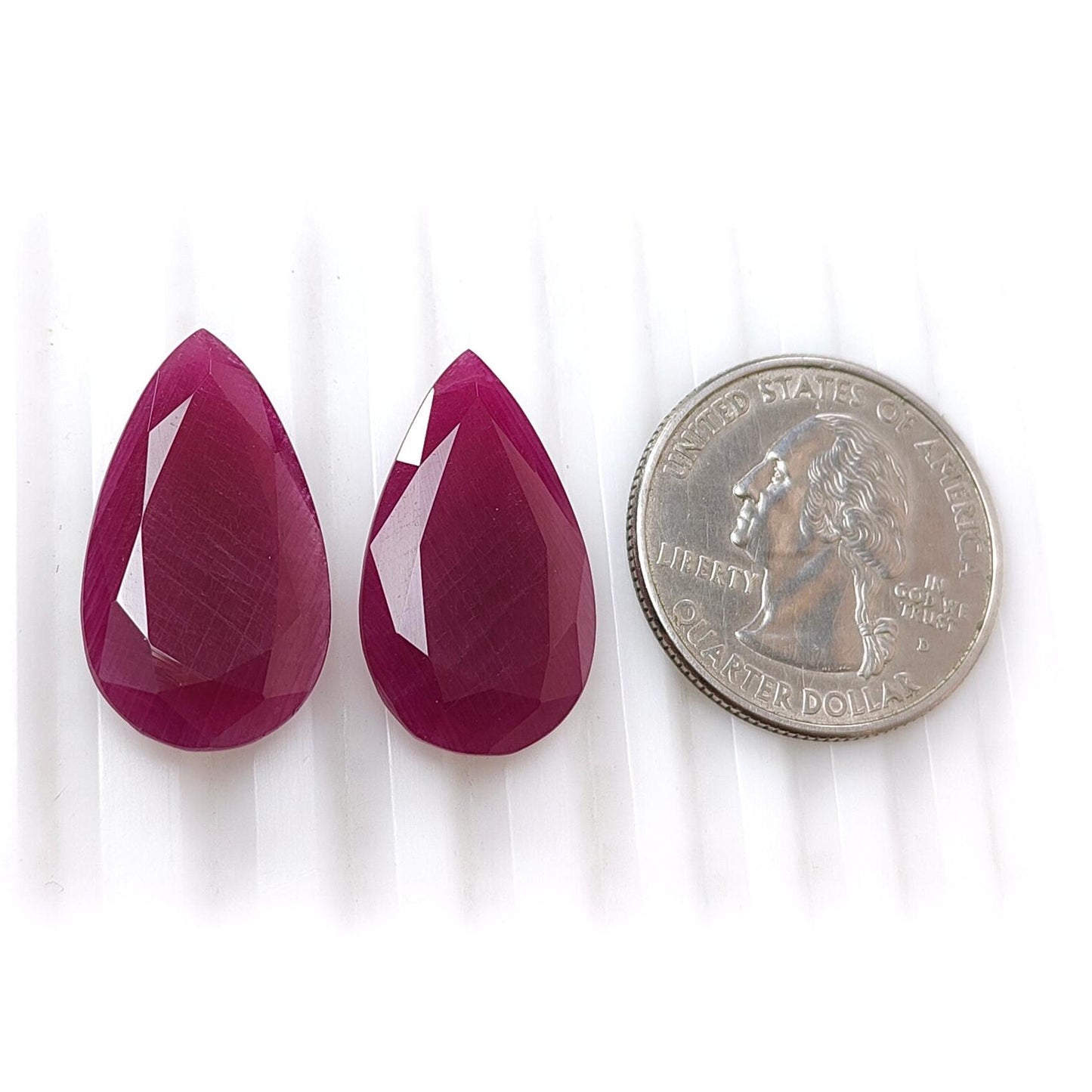 Ruby Gemstone Faceted Cut: 36.20cts Natural Untreated Unheated Red Ruby Pear Shape 24*13mm - 24*14mm 2pcs Set for Jewelry July Birthstone