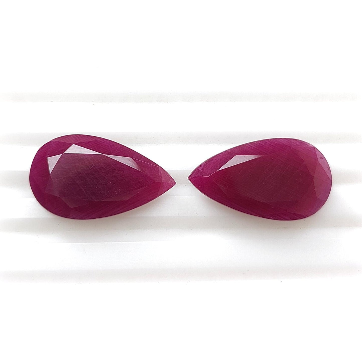 Ruby Gemstone Faceted Cut: 36.20cts Natural Untreated Unheated Red Ruby Pear Shape 24*13mm - 24*14mm 2pcs Set for Jewelry July Birthstone