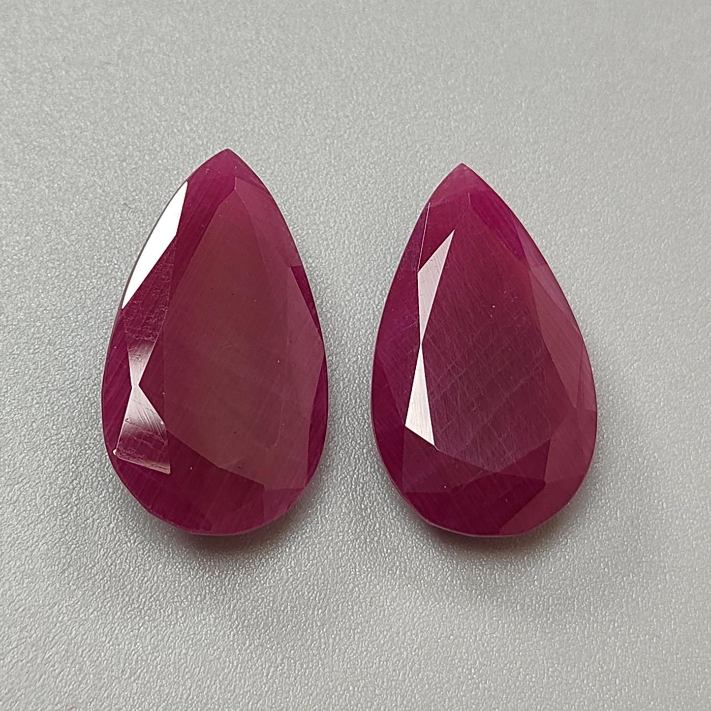 Ruby Gemstone Faceted Cut: 36.20cts Natural Untreated Unheated Red Ruby Pear Shape 24*13mm - 24*14mm 2pcs Set for Jewelry July Birthstone