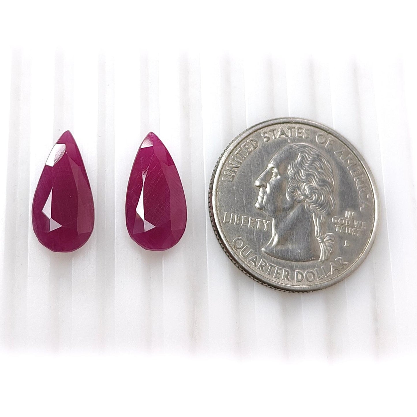 Ruby Gemstone Faceted Cut: 10.40cts Natural Untreated Unheated Red Ruby Pear Shape 16*8mm Pair for Jewelry July Birthstone