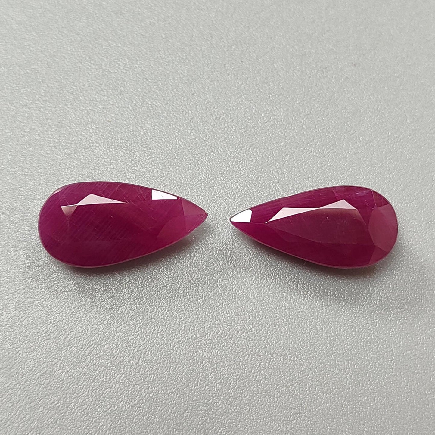 Ruby Gemstone Faceted Cut: 10.40cts Natural Untreated Unheated Red Ruby Pear Shape 16*8mm Pair for Jewelry July Birthstone
