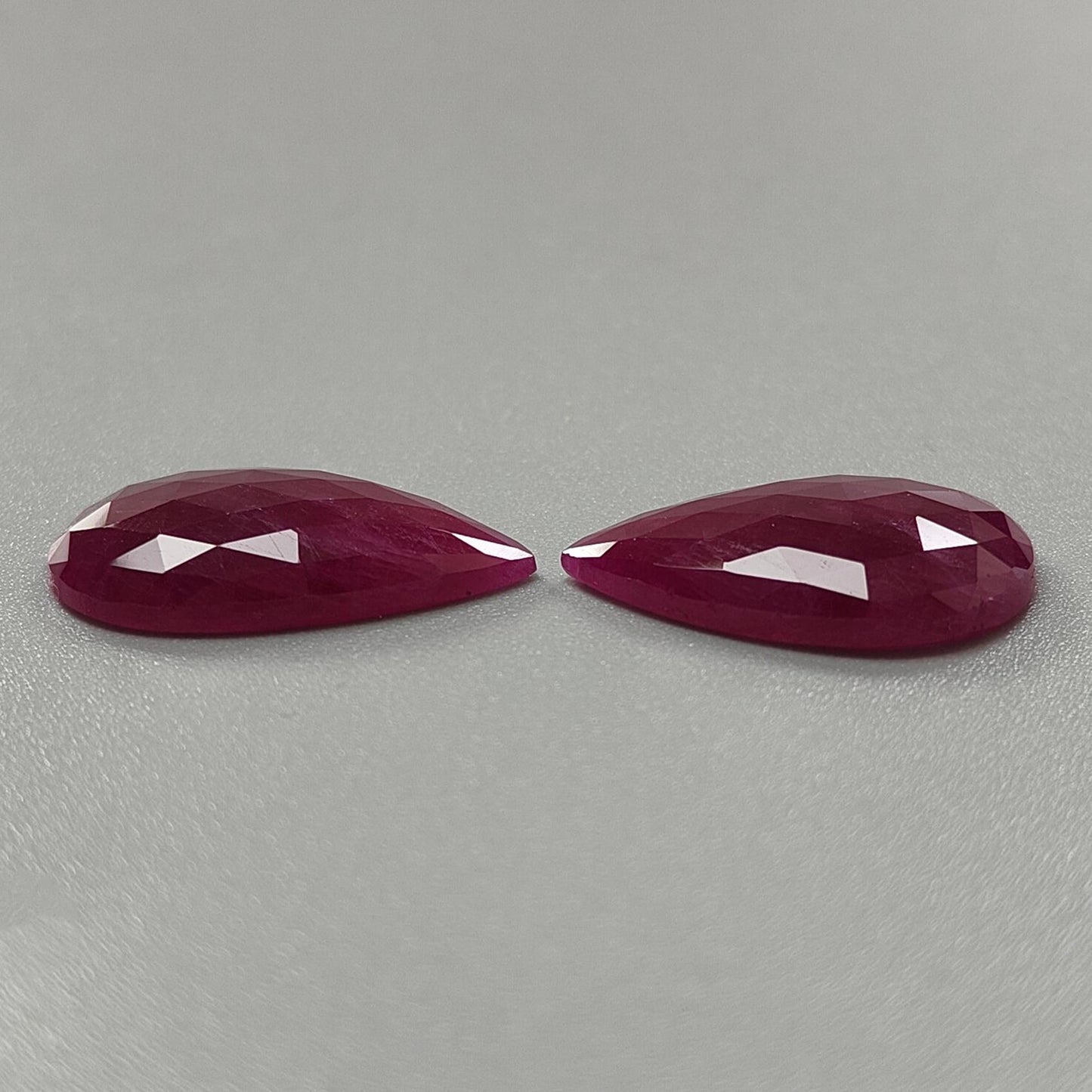 Ruby Gemstone Rose Cut Slices: 25.70cts Natural Untreated Unheated Red Ruby Pear Shape 22*15mm-23*14mm 2pcs Set for Jewelry July Birthstone