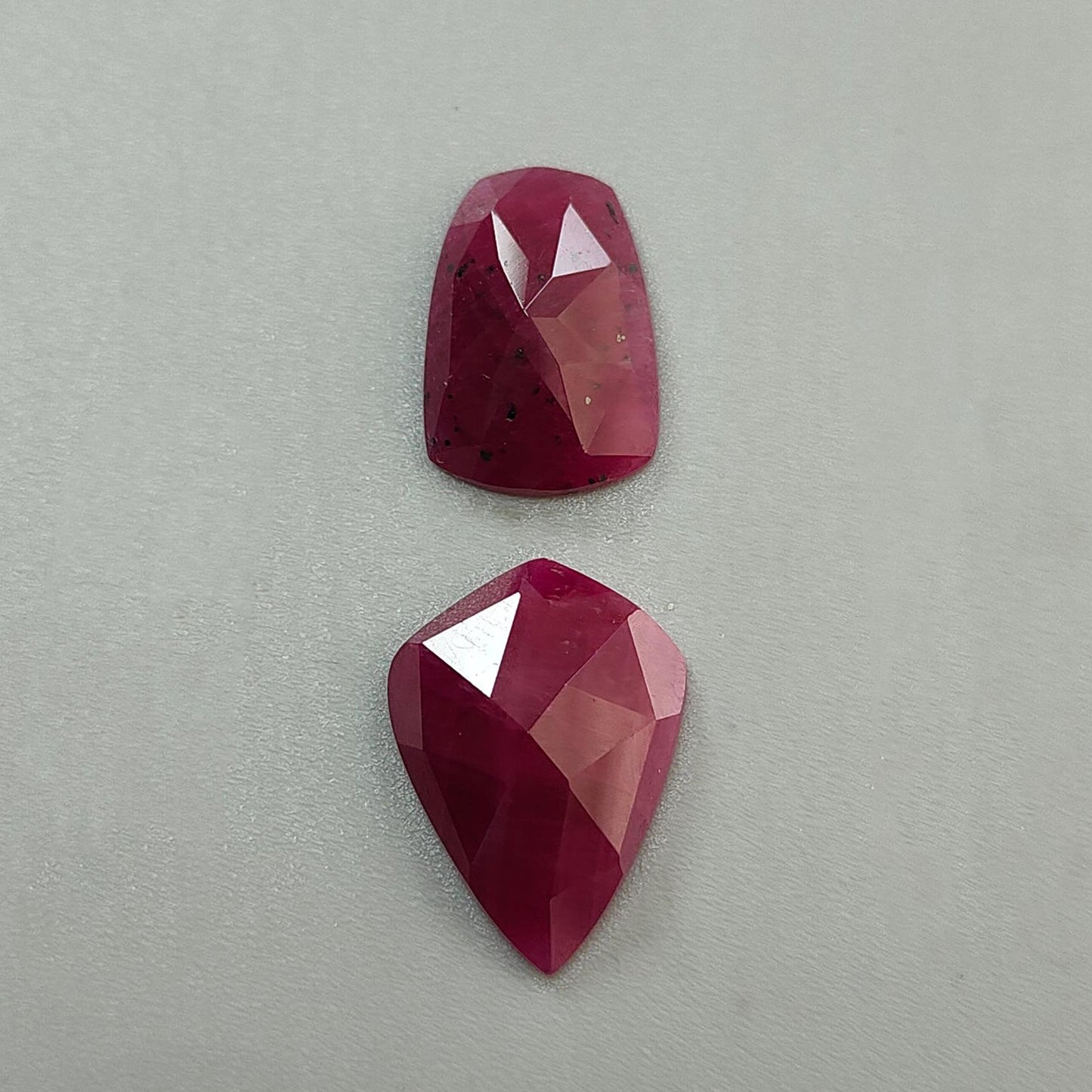 Ruby Gemstone Step Cut: 22.70cts Natural Untreated Unheated Red Ruby Fancy Shape 17*12mm - 21*15mm 2pcs for Jewelry July Birthstone