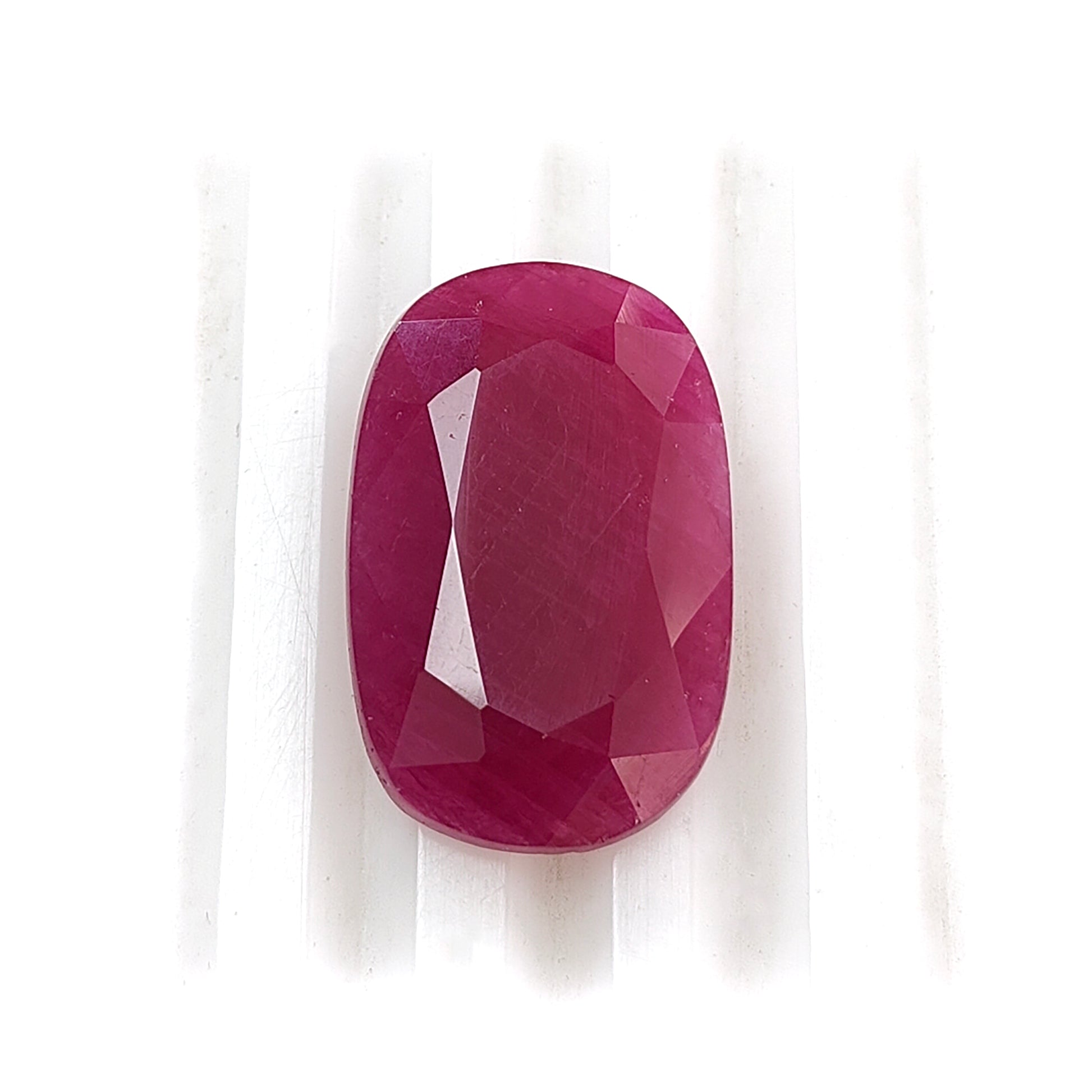 ruby faceted cut gemstone